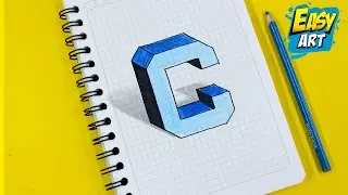 🟢 3D Drawings - How to DRAW the LETTER C in 3D - 3D Letters - Drawings to Draw Three-Dimensional