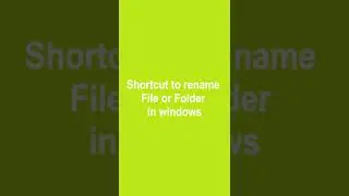 Win10 Shortcut rename File/Folder 