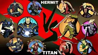 Shadow Fight 2 Titan and Bodyguards vs Hermit and Bodyguards