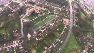 DJI Phantom flying over Newbold loosing sight in clouds
