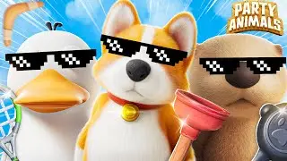 We played the Best Party Game ever, it was CHAOS (Party Animals Funny Moments)