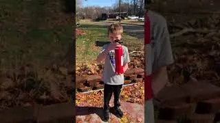 Spraying a fire extinguisher!