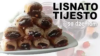 Lisnato tijesto sa džemom. Jastučići od lisnatog tijesta. Rolnice sa džemom.