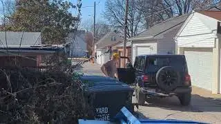 Nate taking down my silver Maple with Jim's jeep