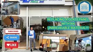 AN UNBREAKABLE REPLACEMENT FOR A COMMERCIAL GLASS PANEL FACADE COVER.
