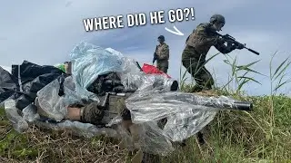 I made a GHILLIE SUIT out of TRASH (almost got stepped on😂)