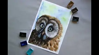 DRAW IT EASY! Watercolor painting of Owl easy and step by step #Shorts
