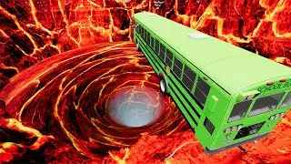 BeamNG drive - Leap Of Death Car Jumps & Falls Into Lava Vortex | BeamNG-Destruction