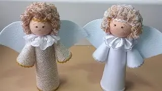 D.Í.Y: Anjinho Natal com cone de linha Passo a passo. # reciclagem