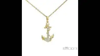 14K Yellow Gold Anchor Pendant With Diamonds