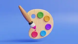 Modelling a paint brush and color palette 3D illustration in blender | Timelapse Tutorial