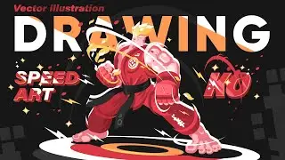 Karate man in kimono - Speed Art Drawing vector illustration