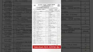 Date SheetADA ADS 2023 bzu multan 