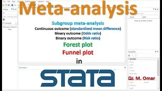 Subgroup meta analysis forest funnel plot odds risk ratio binary outcome continuous in STATA