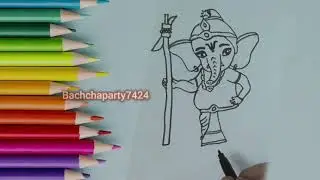 Ganesha Drawing | How to draw bal ganesh for beginners | bal ganesha