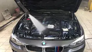 Мойка мотора BMW (мойка  водой после нанесения химии, часть №2 )