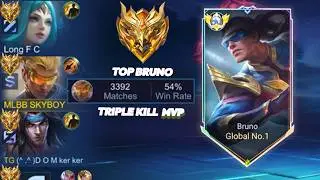 GLOBL BRUNO vs Lesley 10KILL TRIPLE KILL MVP MYTHIAC GLORY SOLO KILL GAMEPLAY l MLBB