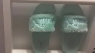 😊FLUFFY PUMA SLIPPERS TURQUOISE😊🎥 ( REVIEW)🎥