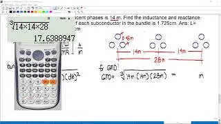Power Systems: Inductance of Three-Phase Transmission Line (with 3-bundled conductors/phase) TAGALOG