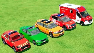 AUDI, BMW, VOLSWAGEN, FORD POLICE CARS AND MERSEDES AMBULANCE EMERGENCY TRANSPORT! FS22