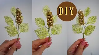 Decorative twig from foam balls and kitchen towel with your own hands  DIY  Christmas decor