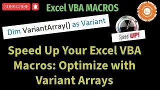 Speed Up Your Excel VBA Macros: Optimize with Variant Arrays! #excel  #vba #inmarathi