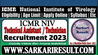 ICMR National Institute of Virology New technician requirement