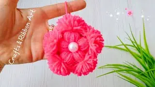 It's so Cute 💖🌟 Superb Flower Making Idea with Wool - DIY Amazing Woolen Flower Keychain