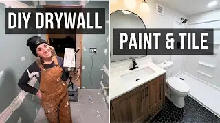 DIY Bathroom Renovation (part 2) - DRYWALL, PAINT, TILE