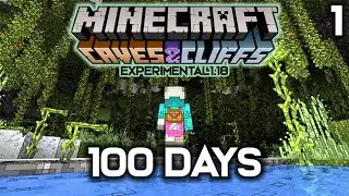 Surviving 100 days on the New Experimental 1.18 Minecraft Caves and Cliffs Update!