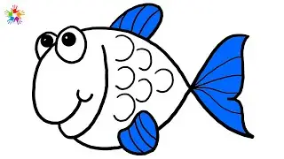 How to draw a fish. Fish drawing for kids and toddlers..