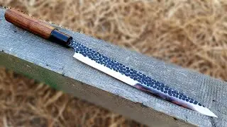 MAKING SUSHI KNIFE - Forging a Japanese Sushi Knife out of Rusted BEARING