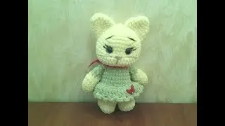 Кошечка крючком из плюшевой пряжи. МК