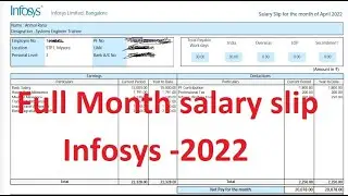 Full Month Infosys salary slip | Infosys salary During/After training | Fresher salary 2022 |
