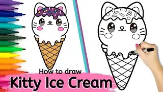 How To Draw Cute | Kitty Ice Cream | Cute & Adorable Coloring Book | Drawing Tutorial