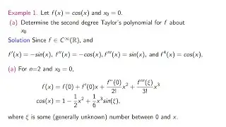 Polynomial Approximation with Taylor's Theorem in numerical analysis
