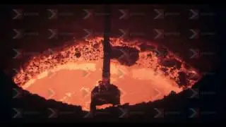 A sample is taken from molten metal