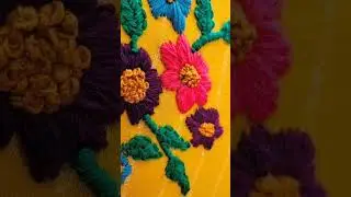 French knot flower with leaf design, full hand embroidery design #Shorts