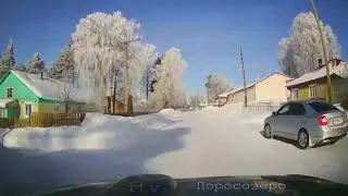 Зимняя прогулка на авто  п. Поросозеро ( химдым - участок).