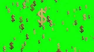 Green Screen | Chroma Key | gold dollar signs falling or raining from the sky seamless loop | 4K| HD