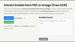 Extract Emails from PDF or Image OCR Free Tool