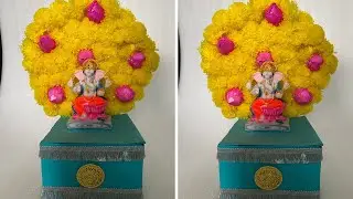 2 Minutes Ganesh Chaturthi Decoration Ideas With Mari Gold Garland BackDrop | V & N Creations
