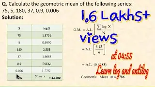 Geometric mean- individual series #geometricmean #logtable #antilog