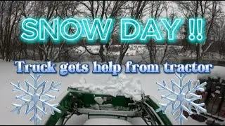 SNOW DAY !! Tractor helps truck