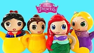 Disney Princess Tea Party with Play Doh Mermaid Ariel Snow White Rapunzel Belle Playdough DCTC Toys