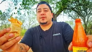 Cheesy Egg Burritos with Louisiana Hot Sauce! Outdoors Mukbang On A Windy Afternoon