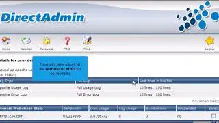 22) How to view website statistics in Direct Admin
