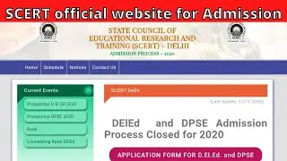 SCERT Official Website || D.el.ed Admission 2021 || SCERT ||