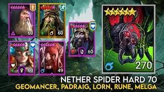 Nether Spider 70 Hard - Geomancer, Padraig, Lorn, Rune, Melga | Raid Shadow Legends Guide