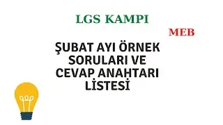#LGS2020 #2006TAYFA ŞUBAT AYI ÖRNEK SORU VE CEVAP ANAHTARI LİSTESİ :)